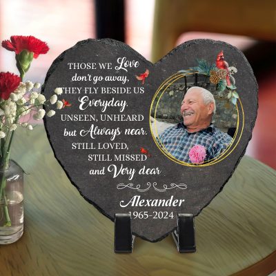 Memorial Garden Stones Personalized - Memorial Stone For Loss Of Father - Those We Love Don't Go Away They Fly Beside Us Everyday