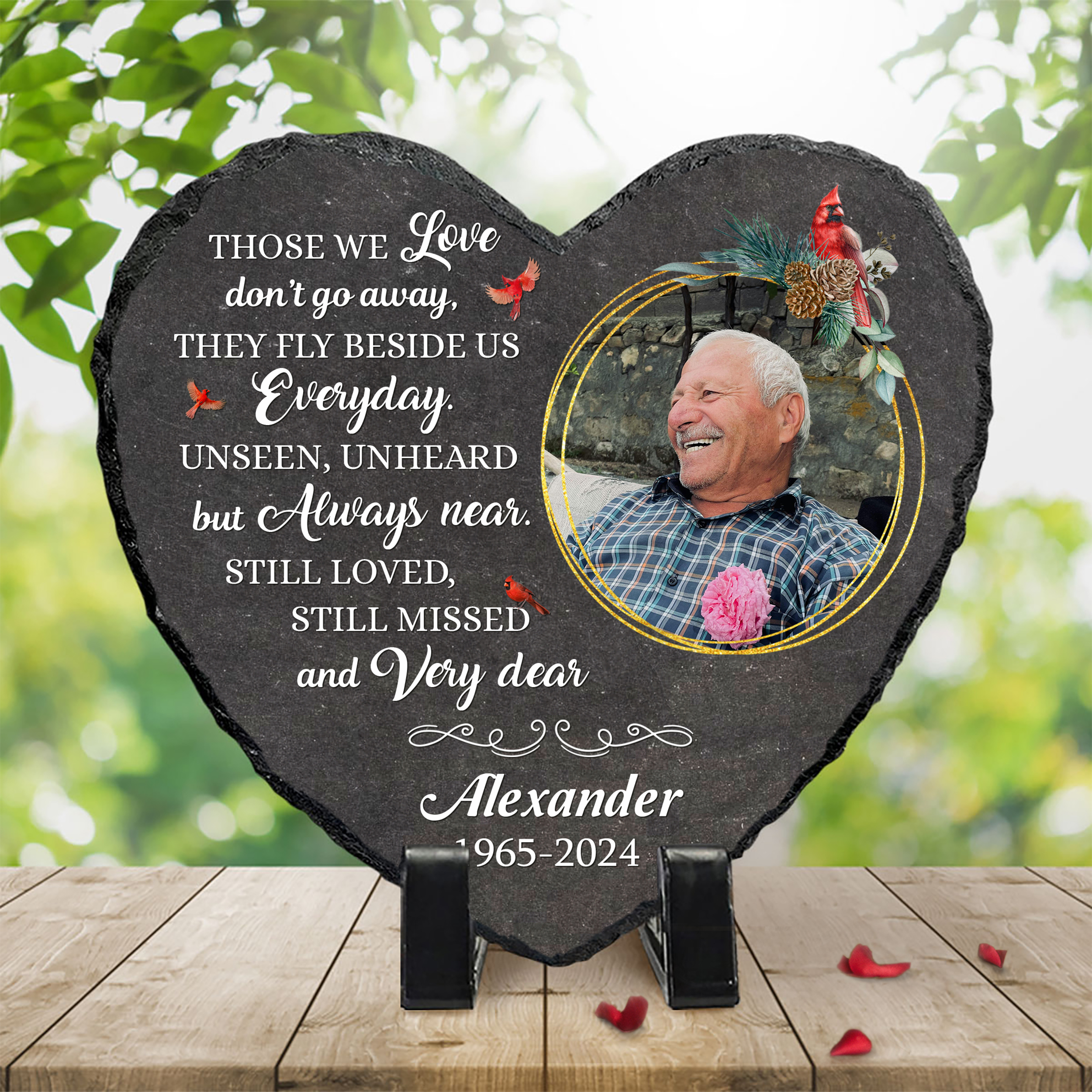 Memorial Garden Stones Personalized - Memorial Stone For Loss Of Father - Those We Love Don't Go Away They Fly Beside Us Everyday