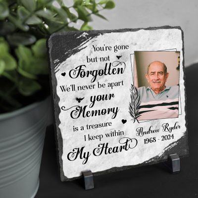 You're Gone But Not Forgotten Custom Memorial Garden Photo Stone - Personalized Bereavement Memorial Stone - Sympathy Gifts