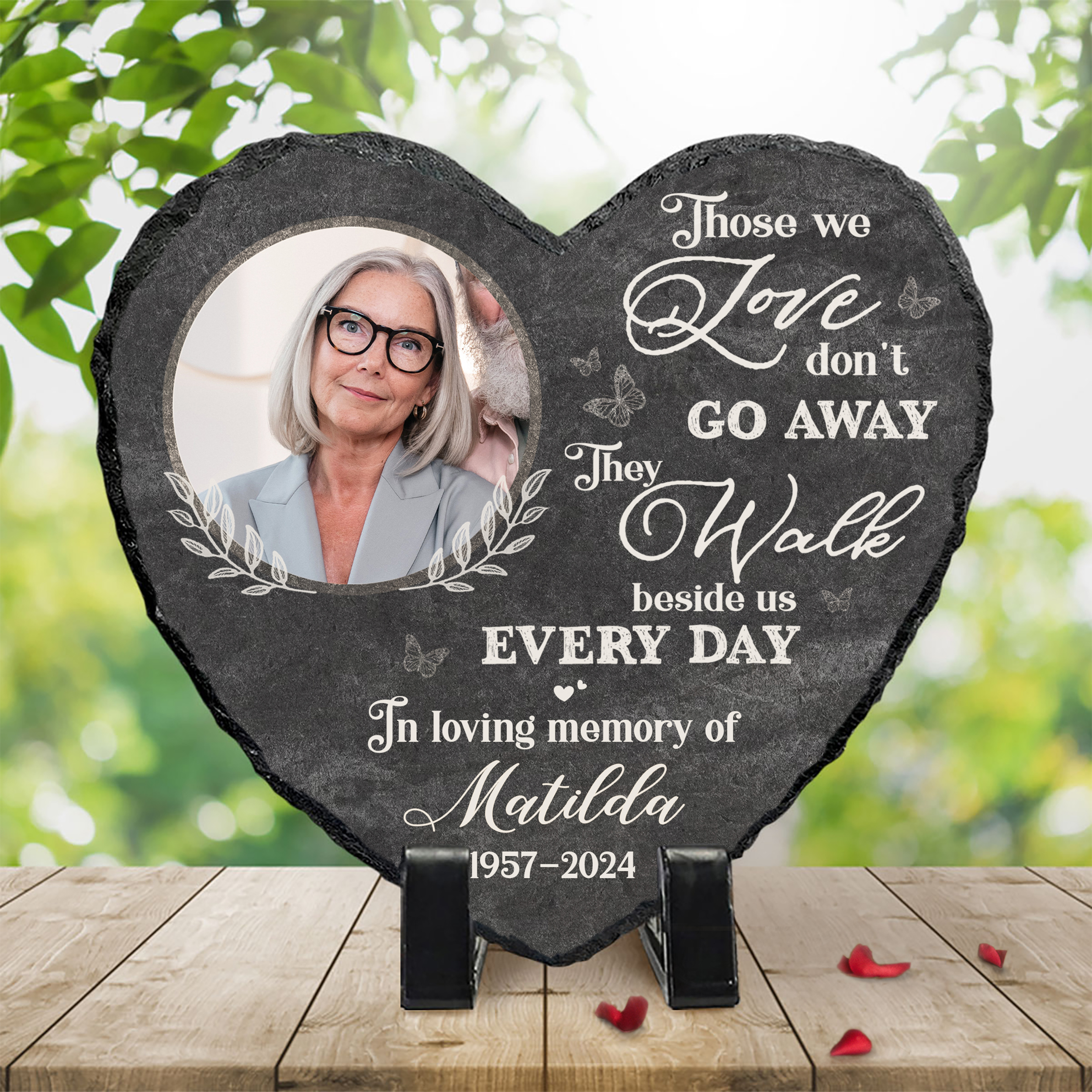 Personalized Sympathy Garden Stone Those We Love Don't Go Away - Customized Memory Plaque With Photo - Remembrance Gift