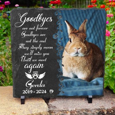 Custom Memorial Markers For Pet Bunny - Personalized Bunny Rabbit Memorial Stone - Loss of Bunny Gifts - Until We Meet Again
