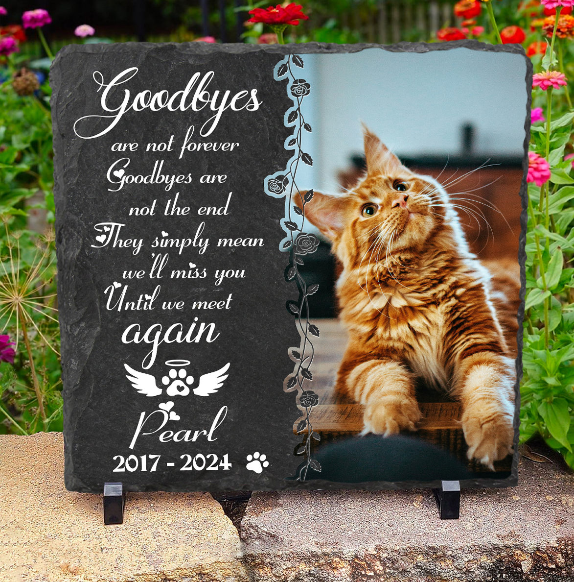 Custom Cat Headstone - Personalized Cat Grave Marker - Memorial Stones For Cat - Loss of Cat Gifts - Until We Meet Again