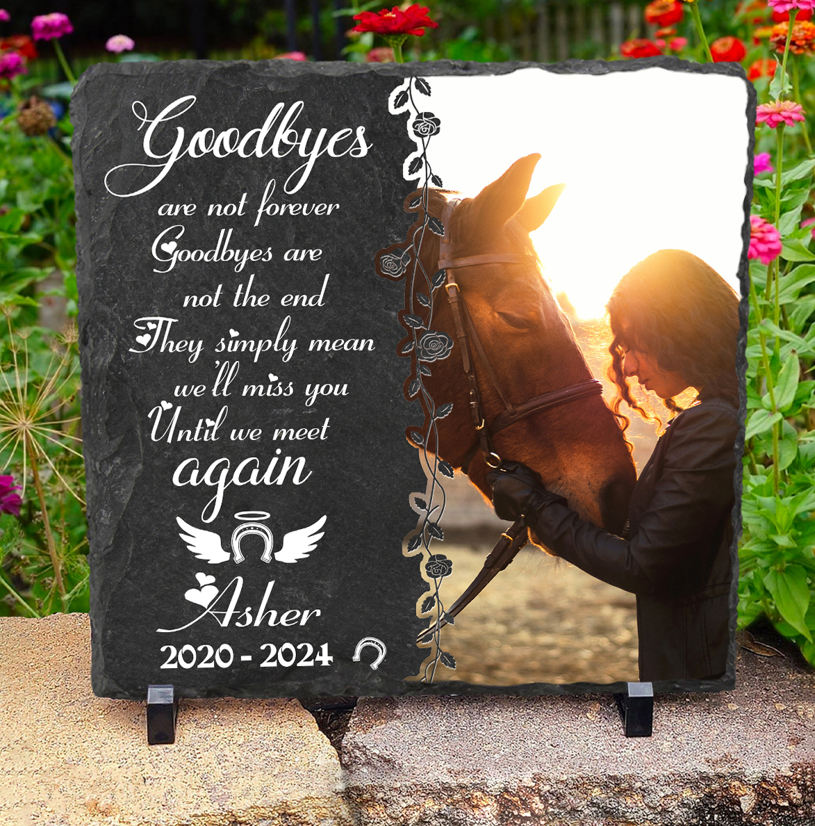 Personalized Horse Grave Marker - Memorial Stones For Loss Of Horse - In Memory Of Horse Gift - Until We Meet Again