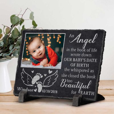 Personalized Baby Memorial Stone - Stillborn Miscarriage Pregnancy Loss Grave Marker - Loss of Baby Memorial Gifts - Too Beautiful for Earth