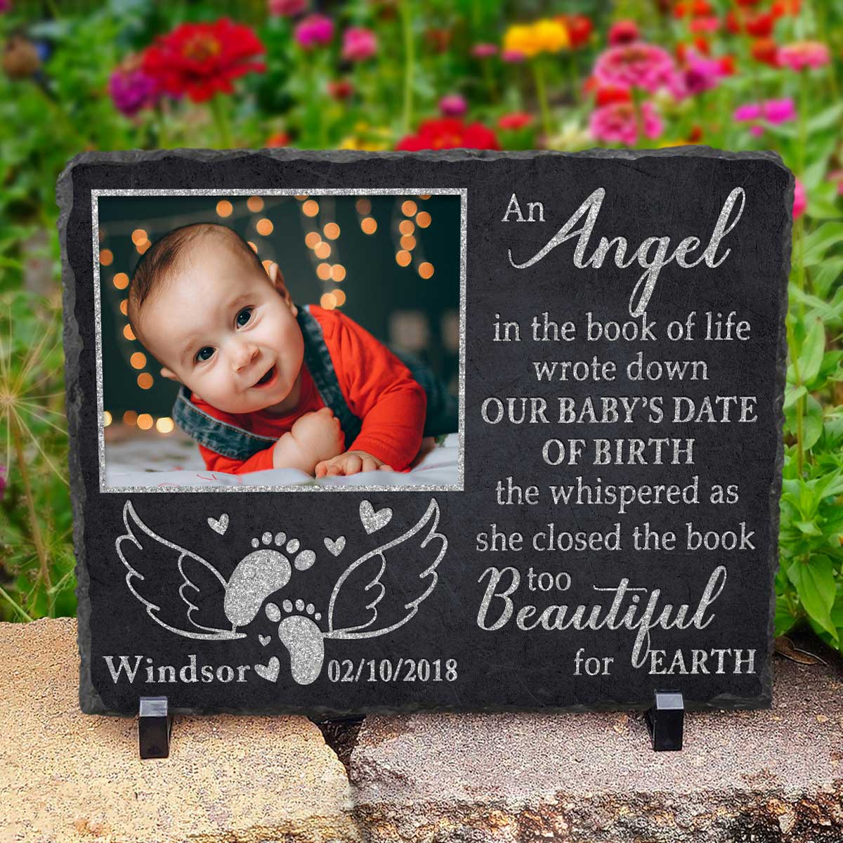 thumbnail image 2 of Personalized Memorial Stone Miscarriage Baby Memorial Stone - Personalized Real Stone Keepsake, Custom Text & Image, Made In USA Florida-Sunshine Memorial 2 of 14