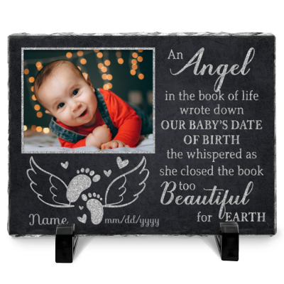 Personalized Baby Memorial Stone - Stillborn Miscarriage Pregnancy Loss Grave Marker - Loss of Baby Memorial Gifts - Too Beautiful for Earth