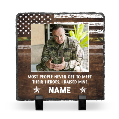 I Raised My Hero - Custom Photo Military Mom Slate - Gifts For Military Army Mom On Mother's Day