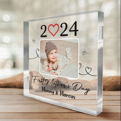 First Mother's Day Acrylic Plaque - Custom Photo Mommy And Baby Gifts - 1st Mother's Day Keepsake