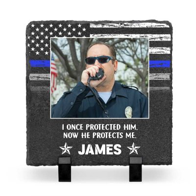 I Raised My Hero - Custom Photo Police Mom Slate - Gifts For Police Mom On Mother's Day