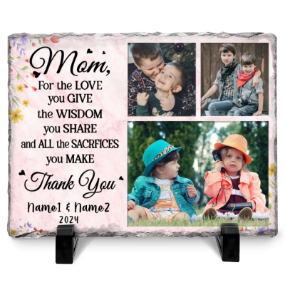 Personalized Thank You Mom Photo Slate Stone - Custom Photo Mother’s Day Gift - Mothers Day Plaque - Keepsake Gift For Mom