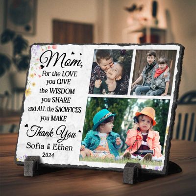 Personalized Thank You Mom Photo Slate Stone - Custom Photo Mother’s Day Gift - Mothers Day Plaque - Keepsake Gift For Mom
