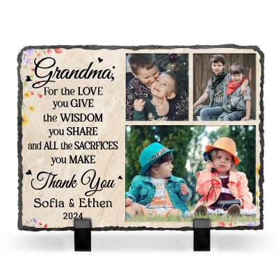 Personalized Thank You Grandma Photo Slate Stone - Custom Photo Grandma Mother’s Day Gift - Keepsake Gift For Grandma
