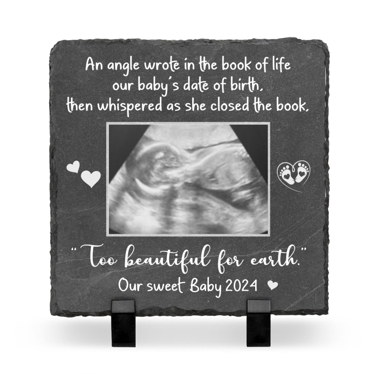 Too Beautiful For Earth - Baby Loss Photo Slate - Miscarriage Memorial Gift - Miscarriage Stillborn Memorial Gift - Infant Loss Gift