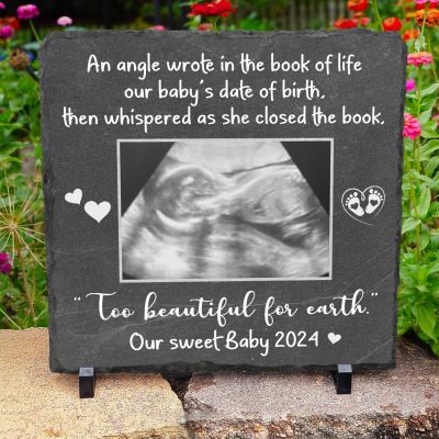 Too Beautiful For Earth - Baby Loss Photo Slate - Miscarriage Memorial Gift - Miscarriage Stillborn Memorial Gift - Infant Loss Gift