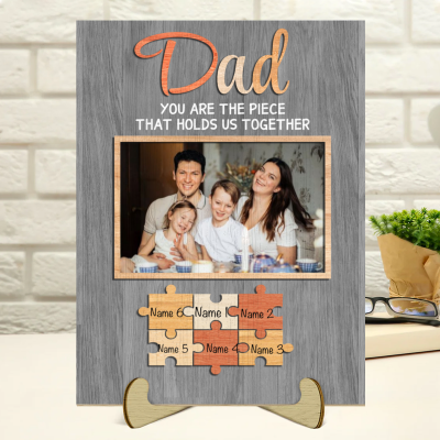father's day puzzle gift from kids - dad puzzle piece wooden plaque with picture - personalized gift for dad - the pieces that holds us together