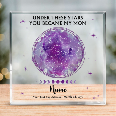 under these stars you became my mom - custom star map acrylic plaque for mom - mothers day gifts for new mom from baby - first time mum gift