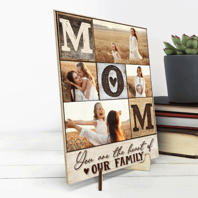 Customized Mother's Day Gifts, Mom Picture Collage Gift, Personalized Photo Wood Plaque For Mom, Mom Gift Ideas