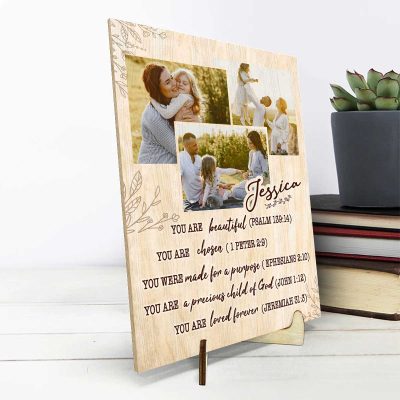 Personalized Christian Mom Gifts, Christian Bible Verse Affirmations Wood Plaque With Mom's Photo, Mother's Day Gifts For Christian Mom