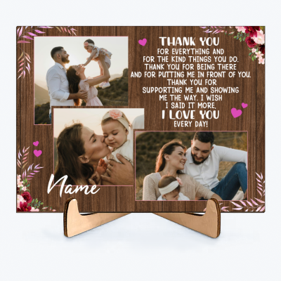 Customized Mother's Day Photo Gifts - Personalized Photo Wood Plaque For Mom - Thank You For Everything
