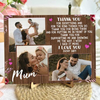 Customized Mother's Day Photo Gifts - Personalized Photo Wood Plaque For Mom - Thank You For Everything