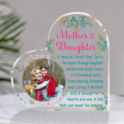 Mother And Daughter Special Bond - Custom Heart-Shaped Acrylic Plaque - Personalized Gift For Mom From Daughter - Mother's Day Plaque