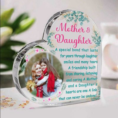Mother And Daughter Special Bond - Custom Heart-Shaped Acrylic Plaque - Personalized Gift For Mom From Daughter - Mother's Day Plaque