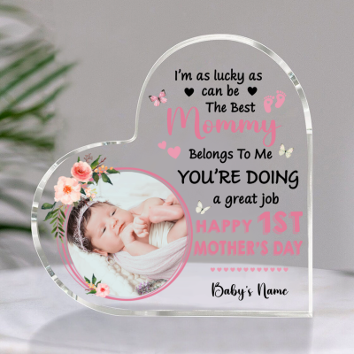 Best Mommy Belongs Me - Personalized First Mothers Day Acrylic Photo Plaque - Gift For 1st Mothers Day - First Mother's Day Gift From Baby