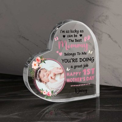 Best Mommy Belongs Me - Personalized First Mothers Day Acrylic Photo Plaque - Gift For 1st Mothers Day - First Mother's Day Gift From Baby