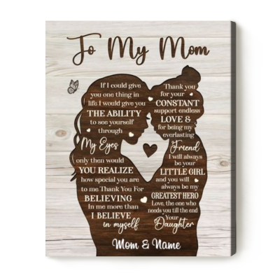 To My Mom Canvas from Daughter - Happy Mother's Day Canvas - Mothers Day Gifts For Mom From Daughter - Birthday Gift for Mom