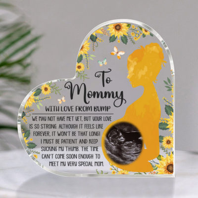 To Mommy With Love From Bump Acrylic Block - Mother's Day Gift For Expecting Mom - New Mommy Gift For First Mother's Day