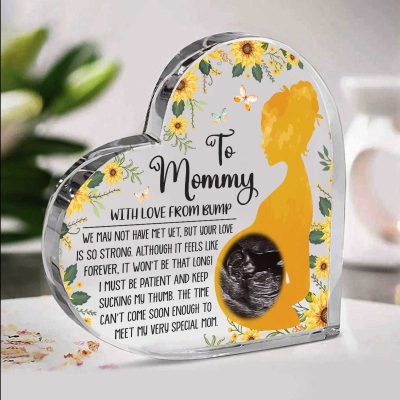 To Mommy With Love From Bump Acrylic Block - Mother's Day Gift For Expecting Mom - New Mommy Gift For First Mother's Day