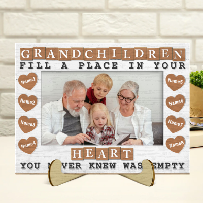 Grandma Gift For Mothers Day - Grandchildren Fill A Space In Your Heart - Custom Grandma Photo Wooden Plaque - Grandma Sign With Grandchildren Names