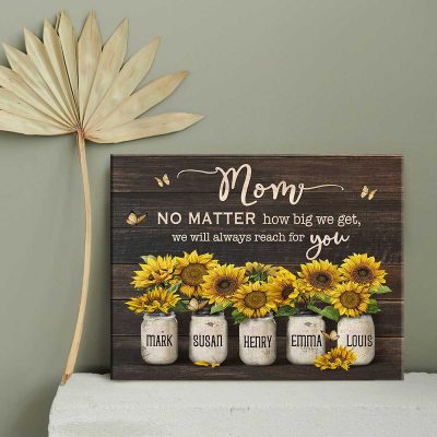 Gardening Gifts For Mothers Day - To Our Family You're The World - Custom Sunflower Mom Sign With Kid Names - Gardening Presents For Mom