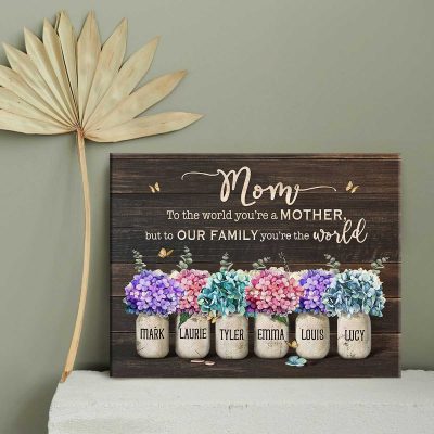 Personalized Mother's Day Garden Presents - No Matter How Big We Get We Will Always Reach For You - Custom Mom Hydrangea Garden Sign With Kid Name