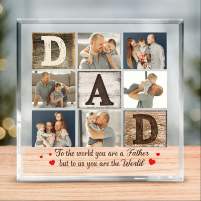 Dad Photo Collage Personalized Acrylic Plaque - Dad Photo Plaque - Father's Day Photo Gifts - Gifts For Dad From Kids On Fathers Day