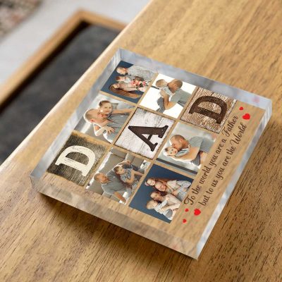 DAD Photo Collage Personalized Acrylic Plaque - Dad Photo Plaque - Father's Day Photo Gifts - Gifts For Dad From Kids On Fathers Day