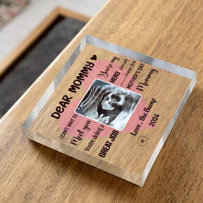 First Mother's Day Gifts From Unborn Baby - Custom Ultrasound Gifts From The Bump - Mommy I Can't Wait To Meet You Acrylic Plaque