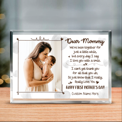 First Mother's Day Picture Acrylic Plaque - 1st Mother's Day Gift from Baby - Dear Mommy Poem Mothers Day Gift - Personalized First Mother's Day 2025