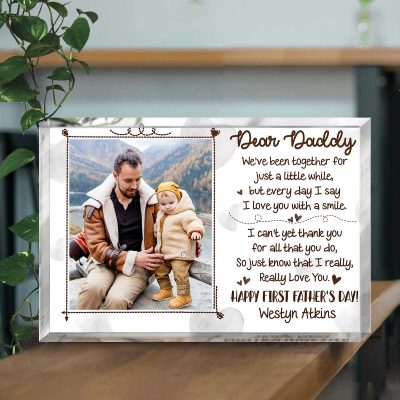 First Father's Day Picture Frame Acrylic Plaque - 1st Father's Day Gift from Baby - First Father's Day Poem Gift - Personalized First Father's Day 2024