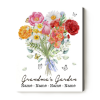 Custom Birth Flower Bunch Canvas for Grandma - Grandma's Garden Wall Art with Kid's Name - Birth Flower Family Bouquet Mothers Day Gifts For Nana