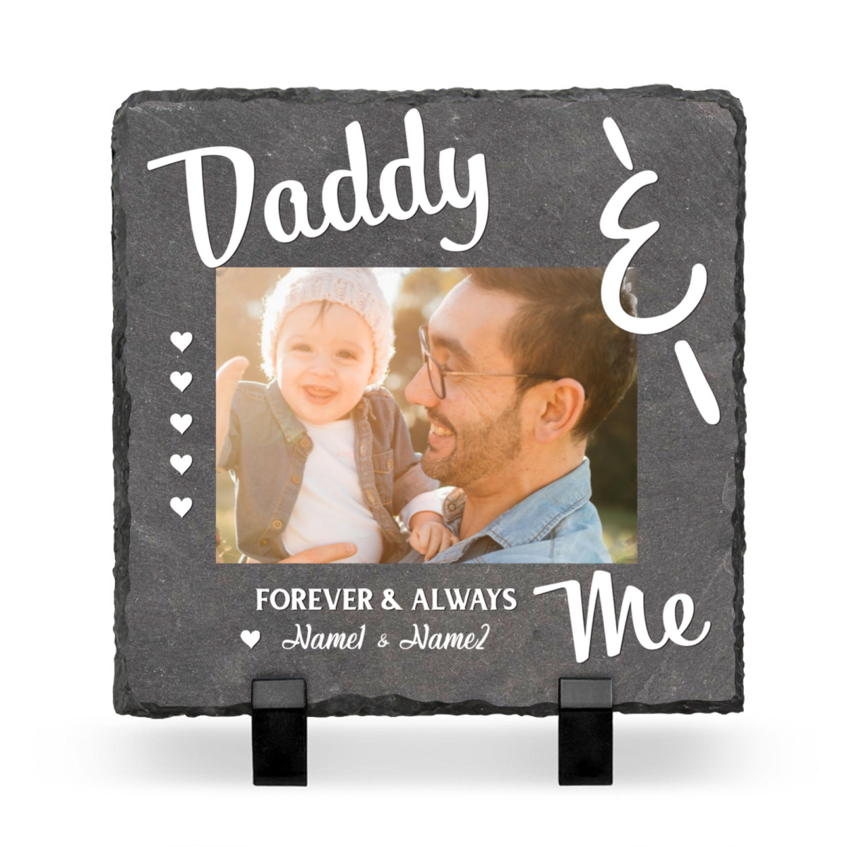 First Fathers Day Gift For Dad - Daddy And Me - Custom New Daddy Picture Stone - Personalized Gift For Husband From Wife