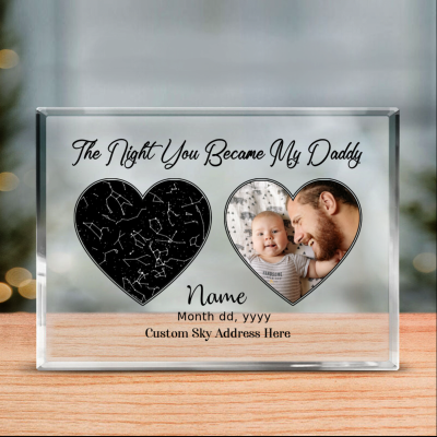 The Night You Became My Daddy - Custom Star Map Plaque -  First Fathers Day Gift - Personalized Gifts For New Dad From Baby