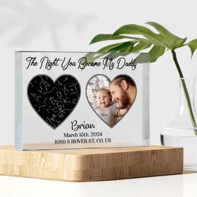 The Night You Became My Daddy - Custom Star Map Plaque - First Fathers Day Gift - Personalized Gifts For New Dad From Baby