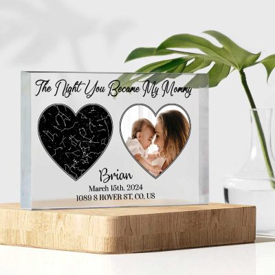 The Night You Became My Mommy - Custom Star Map Plaque - First Mothers Day Gifts From Baby - Personalized Gifts For New Mothers