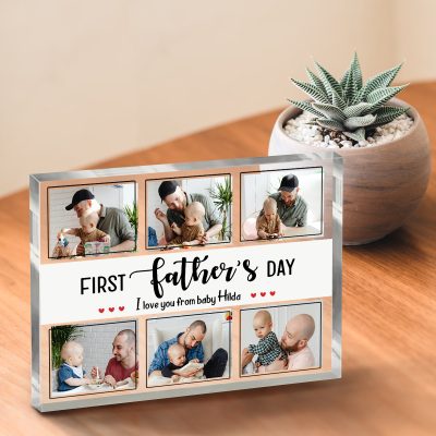 First Father's Day Custom Photo Acrylic Plaque - 1st Fathers Day Gift From Baby - First Time Dad Gifts Personalized - Gift For New Dad