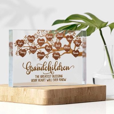 Custom Grandchildren Name Heart Acrylic Plaque - Grandma Mother's Day Gifts - Gift For Grandmother From Grandkids