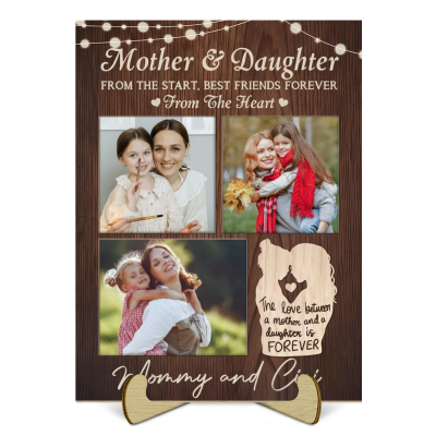 Mother and Daughter - Custom Wooden Plaque For Mom - Personalized Mothers Day Gifts From Daughter - Birthday Gift For Mum