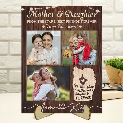Mother and Daughter Custom Wooden Plaque For Mom, Personalized Mothers Day Gifts From Daughter, Birthday Gift For Mum