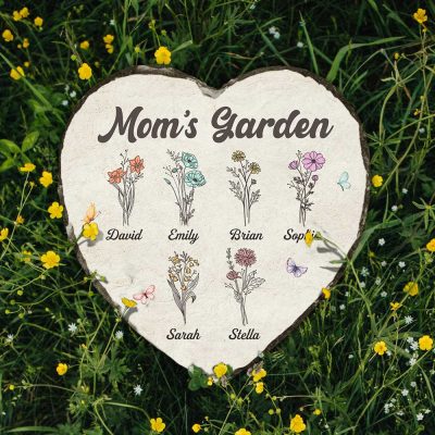 Personalized Mom's Garden Stone - Custom Garden Stone With Birth Flowers - Happy Mother's Day Gift 2024