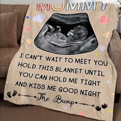 Mommy To Be Gift From Bump - New Mom Blanket - Personalized Baby Ultrasound Blanket - Mama To Be Mothers Day Gift